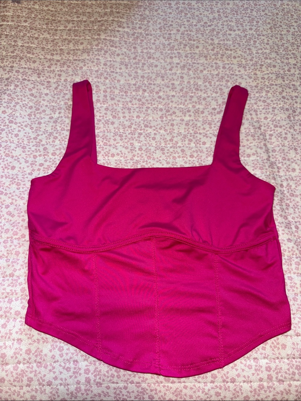 Fuchsia Square-Neck Crop Top with Wide Straps